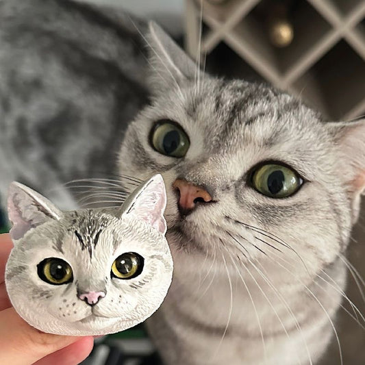 Custom Pet Head Magnet Sculpture – Personalized Dog Cat Portrait Keepsake – Fridge Decor Memorial Gift – Handmade Animal Figurine from Photo
